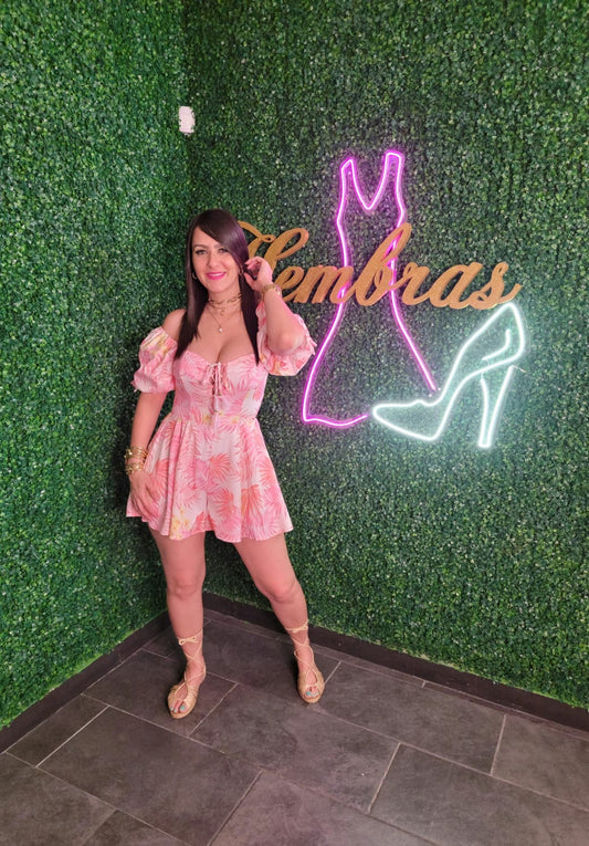 Pink Tropical Romper
