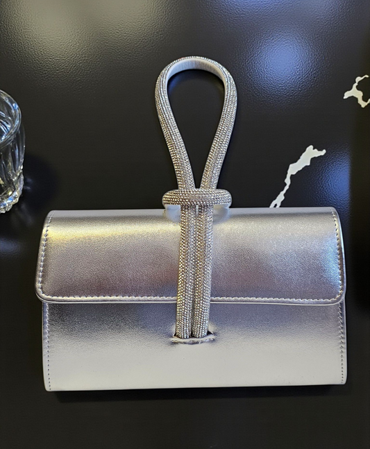 Silver Clutch Rhinestone
