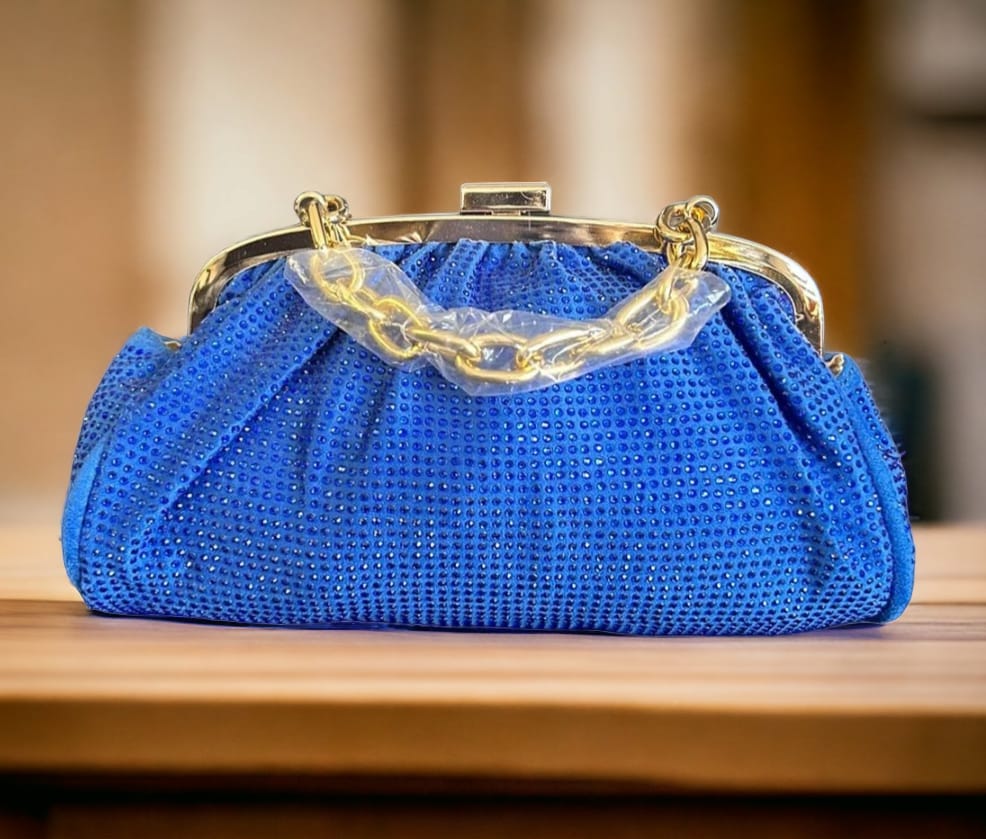 Rhinestone Royal Blue Clutch