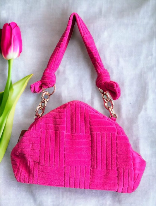 Velvet Hot Pink Clutch