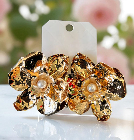 Earrings Flower Pearls