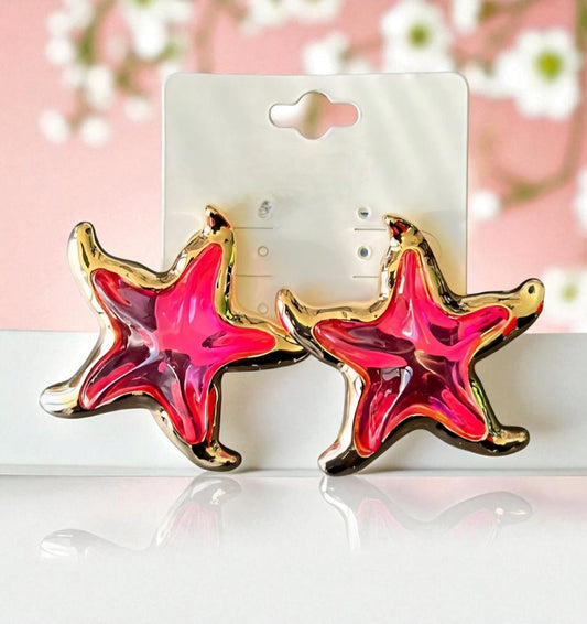 Earrings Star Fuschia