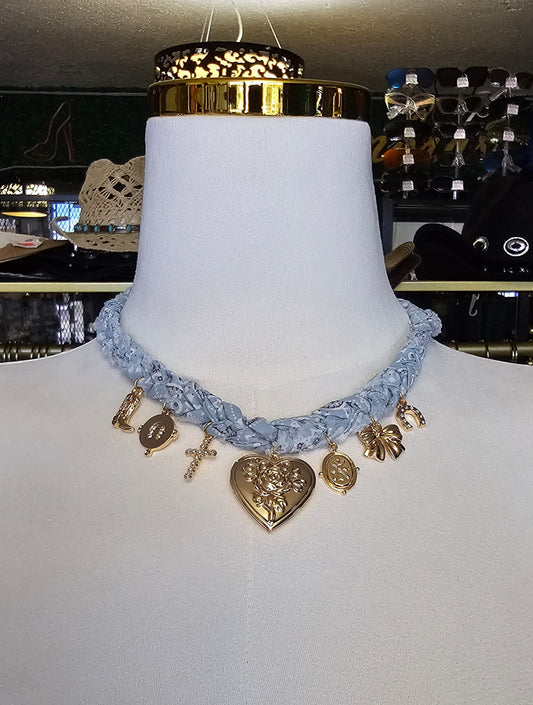 Necklace light Blue Charms