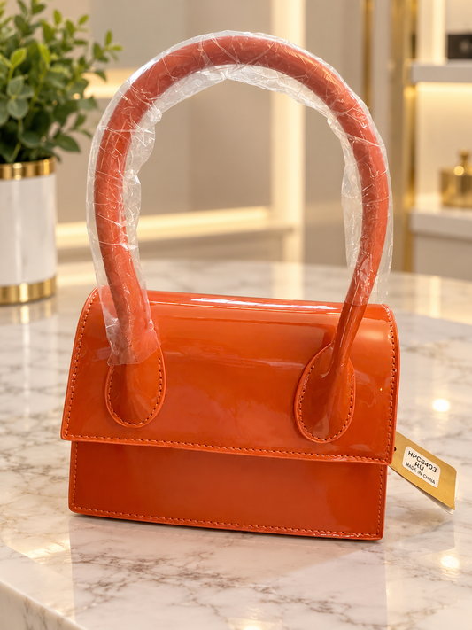 Glossy Orange Clutch