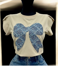 Load image into Gallery viewer, Ribbon Denim Tshirt
