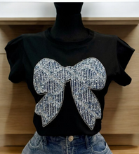 Load image into Gallery viewer, Ribbon Denim Tshirt
