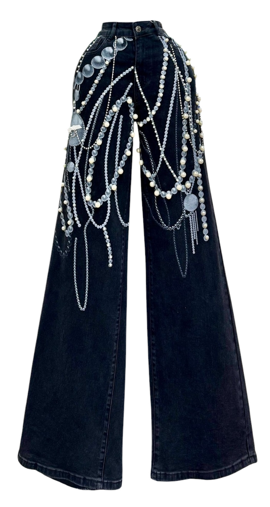 Rhinestone & Pearl Denim