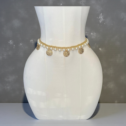 Gold belt chains pearls