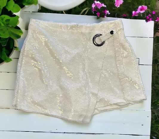 White Sequins Skort